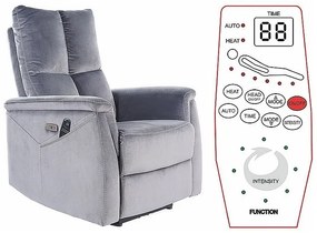 Fotoliu recliner cu functie de masaj Neptun M velvet gri Blu14