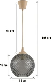 Brilagi - lustră LED suspendată pe cablu R GLASS 1xE27/60W/230V Ø 18 cm bej/gri fumuriu
