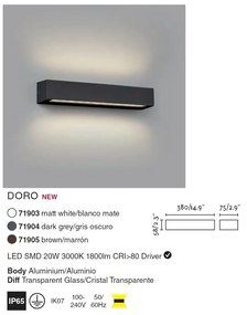 Aplica LED de exterior ambientala design modern IP65 DORO-20 maro
