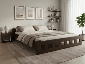 Pat inalt Naomi 140x200 cm, nuc Saltele: Cu saltele Sommera 18 cm, Somiera pat: Cu lamele drepte