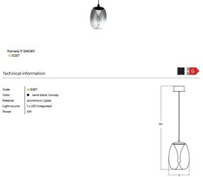 Pendul LED design decorativ modern PAMELA 11 fumuriu