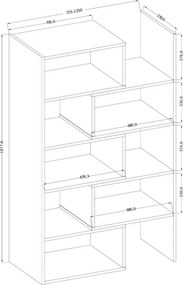 Biblioteca 75-125x188 cm, Karmelo, ADRK Furniture (Culoare: Alb / Alb)