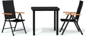 vidaXL Set mobilier de grădină, 3 piese, negru