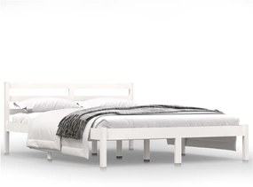 810411 vidaXL Cadru de pat, alb, 140x190 cm, lemn masiv de pin