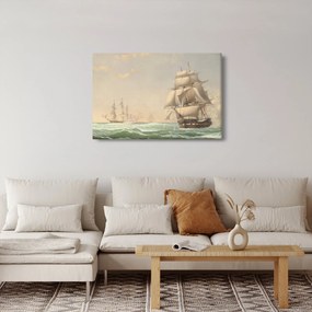 Tablou - Fitz Henry Lane, The United States Frigate President Engaging the British Squadron, reproducere (90x60 cm)