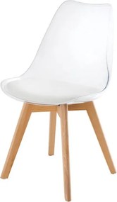 Set de 4 scaune, Lemn Fag Natur, Plastic Transparent, Scandinavia A-44164 VC