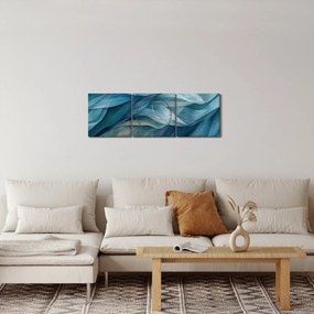 Tablou - Undele albastre și albe (cu ceas) (90x30 cm)