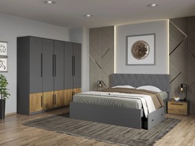 Set mobila dormitor 4 piese Gri/Stejar Poema C10