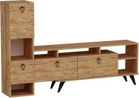 Comoda TV EMMY, pin/negru, PAL melaminat, 185x35x120 cm
