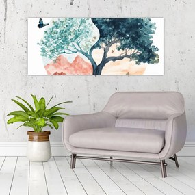 Tablou – Arbore acvarelă plin de viață (120x50 cm)