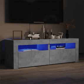 804359 vidaXL Comodă TV cu lumini LED, gri beton, 120x35x40 cm