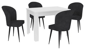 Set Masa Zeta, Alb, 4 Scaune, Negre, 102 x 69 x 75 cm
