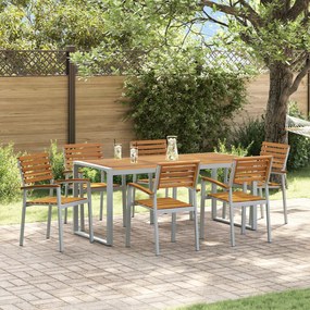 vidaXL Set de dining pentru grădină din lemn de acacia și metal