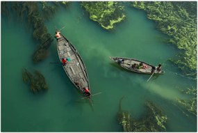 Tablou - Pescarii de pe râu (90x60 cm)