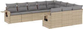 vidaXL Set canapele de grădină cu perne, 10 piese, bej, poliratan