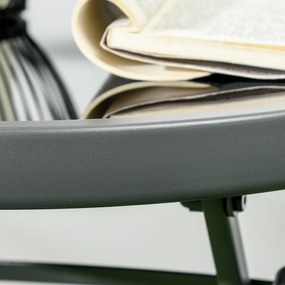 Outsunny Set de Exterior din 3 Piese cu Masă cu Blat din Sticlă și 2 Scaune Pliabile din Plasă, Ф45x50 cm, Gri Deschis | Aosom Romania