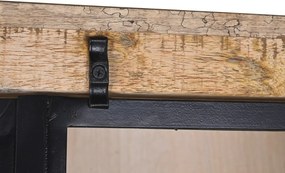 Etajeră din lemn de mango maro și metal negru, cu 4 uși și 1 raft, finisaj natural, 200 x 170 x 45 cm, „Arcole”