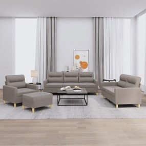vidaXL Set de canapea cu perne, 4 piese, gri taupe, material textil