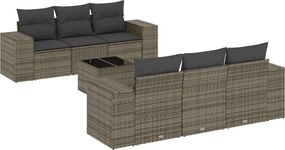 vidaXL Set canapele de grădină, 7 piese, cu perne, gri, poliratan
