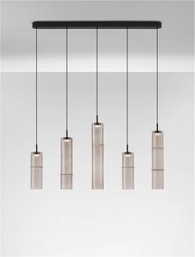 Lustra moderna cu 5 pendule LED, Metal, Sticla, Moca, SANO
