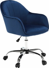 Scaun de birou, material textil din catifea albastru / crom, EROL