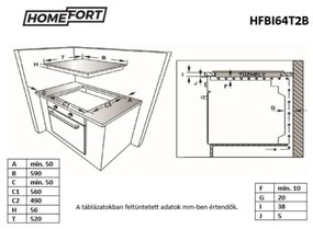 Plită cu inducție încorporată HOMEFORT HFBI64T2B, cadru metalic, 7400 W, senzor tactil, blocare pentru copii,