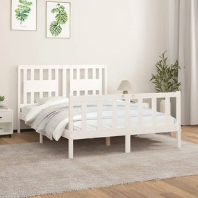 3188162 vidaXL Cadru de pat cu tăblie, alb, 120x200 cm, lemn masiv de pin