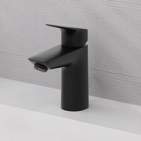 Baterie lavoar Hansgrohe Logis 100 cu ventil Push-Open negru mat