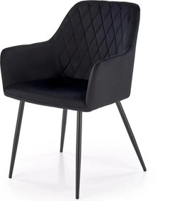 Scaun tapitat negru K558, stofa catifelata/metal, 59x60x86 cm