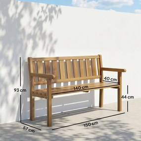 Outsunny Bancă de grădină pentru 2 persoane cu șipcă din lemn de brad, 150x57x93 cm, Culoare Teak | Aosom Romania