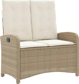 vidaXL Bancă de grădină rabatabilă cu perne, bej, poliratan