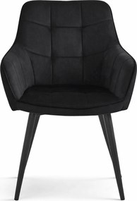 Scaun de masa VARSI VELVET cu picioare negre, negru