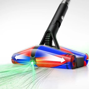Aspirator vertical Dyson PencilVac Fluffycones 492689-01, 55 AW, 30 min, 80 ml, 140000 Hyperdymium™, design ultra-subțire, iluminare LED, negru