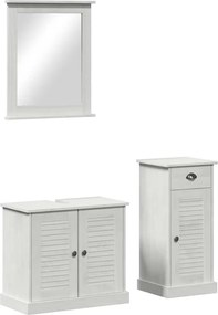 vidaXL Set de mobilier pentru baie 3 pcs Alb Antic Lemn de pin masiv