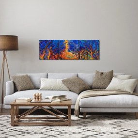 Tablou - Coroane de copac de toamnă, impresionism modern (cu ceas) (90x30 cm)