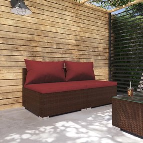 3101395 vidaXL Set mobilier relaxare grădină cu perne 2 piese maro poliratan