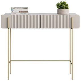Masuta de toaleta Malmi 100 cm cu sertare - cashmir / crema bianca / picioare aurii