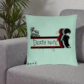 Perna Personalizata Death Note L Lawliet Rosu-Negru, 40x40 cm, Verde Menta, Husa Detasabila, Perna Inclusa, BEKZ®