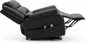 RESIGILAT- Fotoliu Electric Power Lift&Recliner, ridicare și rabatare, masaj și incalzire, buzunar lateral, telecomenzi, PU, Negru