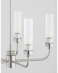 Candelabru 5 brate, otel nickel, sticla canelata PRESTON 2198