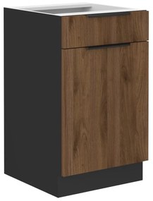 Dulap inferior de bucătărie Monzesa 50 D 1F 1S BB (nuc okapi + negru) . 1096939