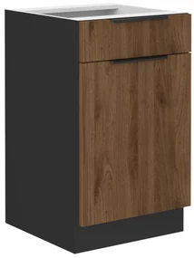 Dulap inferior de bucătărie Monzesa 50 D 1F 1S BB (nuc okapi + negru) . 1096939