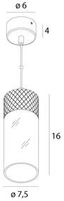 Pendul LED metal gri si sticla Fusion
