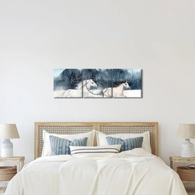 Tablou cu caii pictați (cu ceas) (90x30 cm)