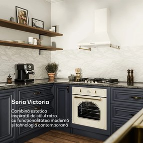 Klarstein Victoria, cuptor încorporat design retro 9 funcții, 50-250 ° C fildeș