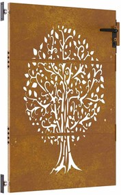 vidaXL Poartă de grădină 85x125 cm, oțel corten, design copac