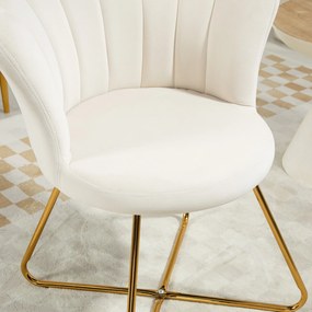 HOMCOM Fotoliu de machiaj fotoliu din catifea fotoliu de salon cu picioare din oțel 69 x 64 x 80 cm crem | Aosom Romania