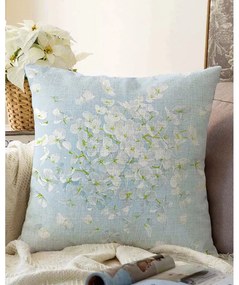 Față de pernă din amestec de bumbac Minimalist Cushion Covers Blossom, 55 x 55 cm, albastru