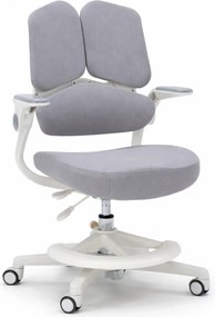 RESIGILAT- ErgoMotion Junior – Scaun Ergonomic pentru copii, Reglaje Multiple, Ajustare Personalizată, Adaptabil pe măsura creșterii, Suport Lombar 3 Zone, Roți Blocabile, Gri