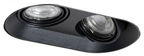 Spot integrat rotund negru GU10 50mm 2 lumini - Hubs